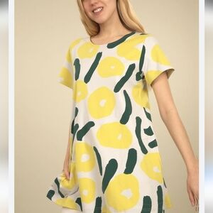 Ratia Short Sleeve Abstract Floral Print Tunic / Mini Dress Size XXL Portugal